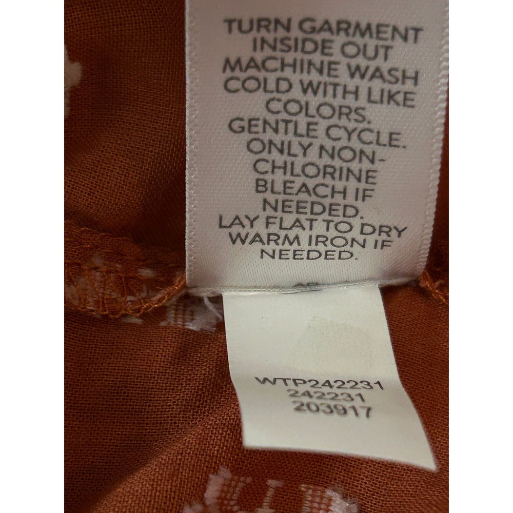 J.Jill Baked Clay Pintuck Button Front Peasant Blouse Rust Orange Sz M - Picture 6 of 8